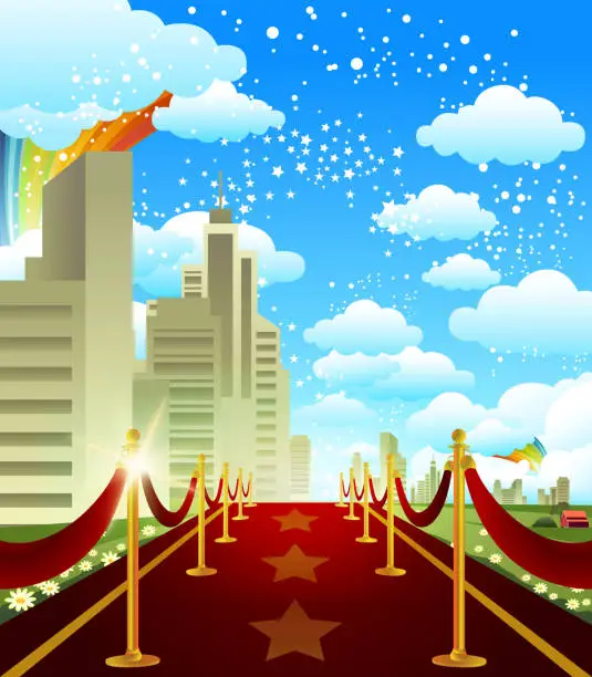 Vector illustration of Dreaming Red Carpet Welcoming!