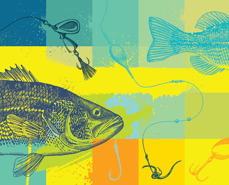 Fishing Grunge Design, Very detailed - vector illustration