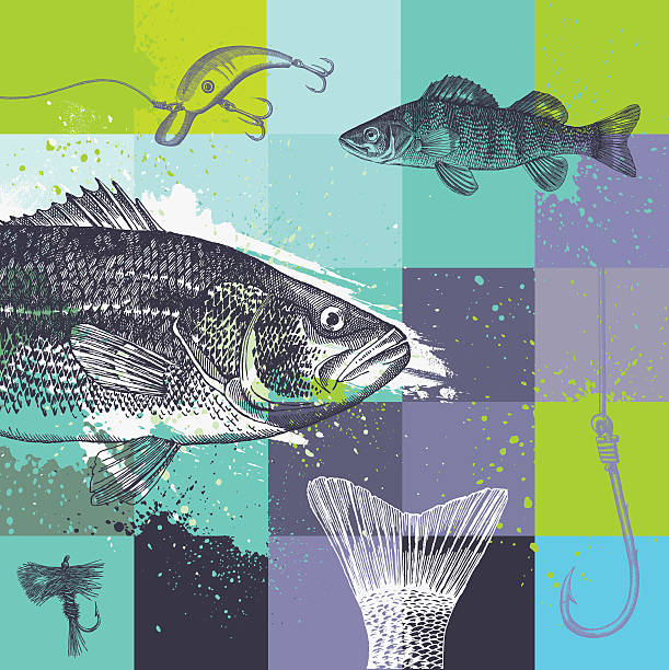 sieć grunge projektowania - rockfish stock illustrations