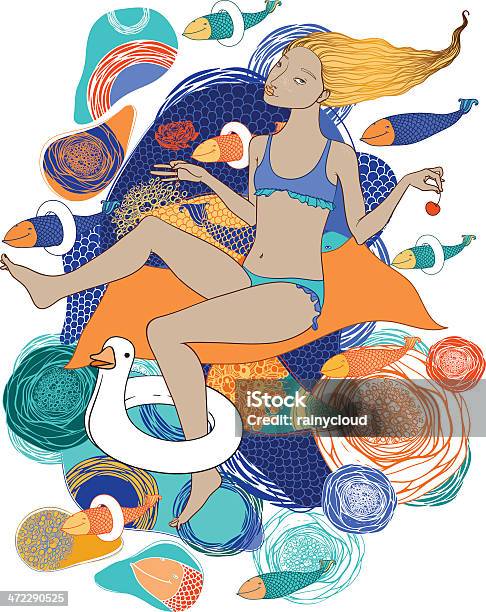 Милый Summer — стоковая векторная графика и другие изображения на тему Абстрактный - Абстрактный, Блестящий, Женщины