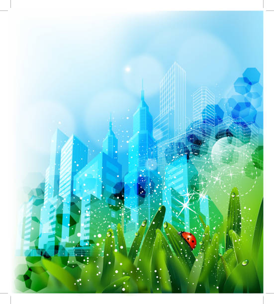 abstrakte stadt hintergrund - ladybug nature spring drop stock-grafiken, -clipart, -cartoons und -symbole