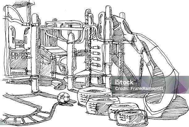 Playground Sketch Stock Illustration - Download Image Now - Playground, Schoolyard, Black And White
