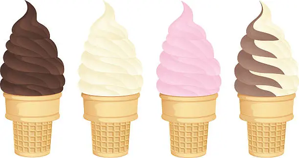 Vector illustration of Soft Serve Cones