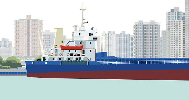 Vector illustration of cruise and city