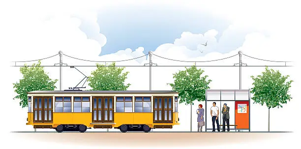 Vector illustration of tram