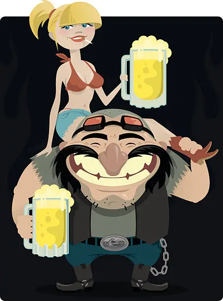 Vector illustration of biker blues and bbq couple