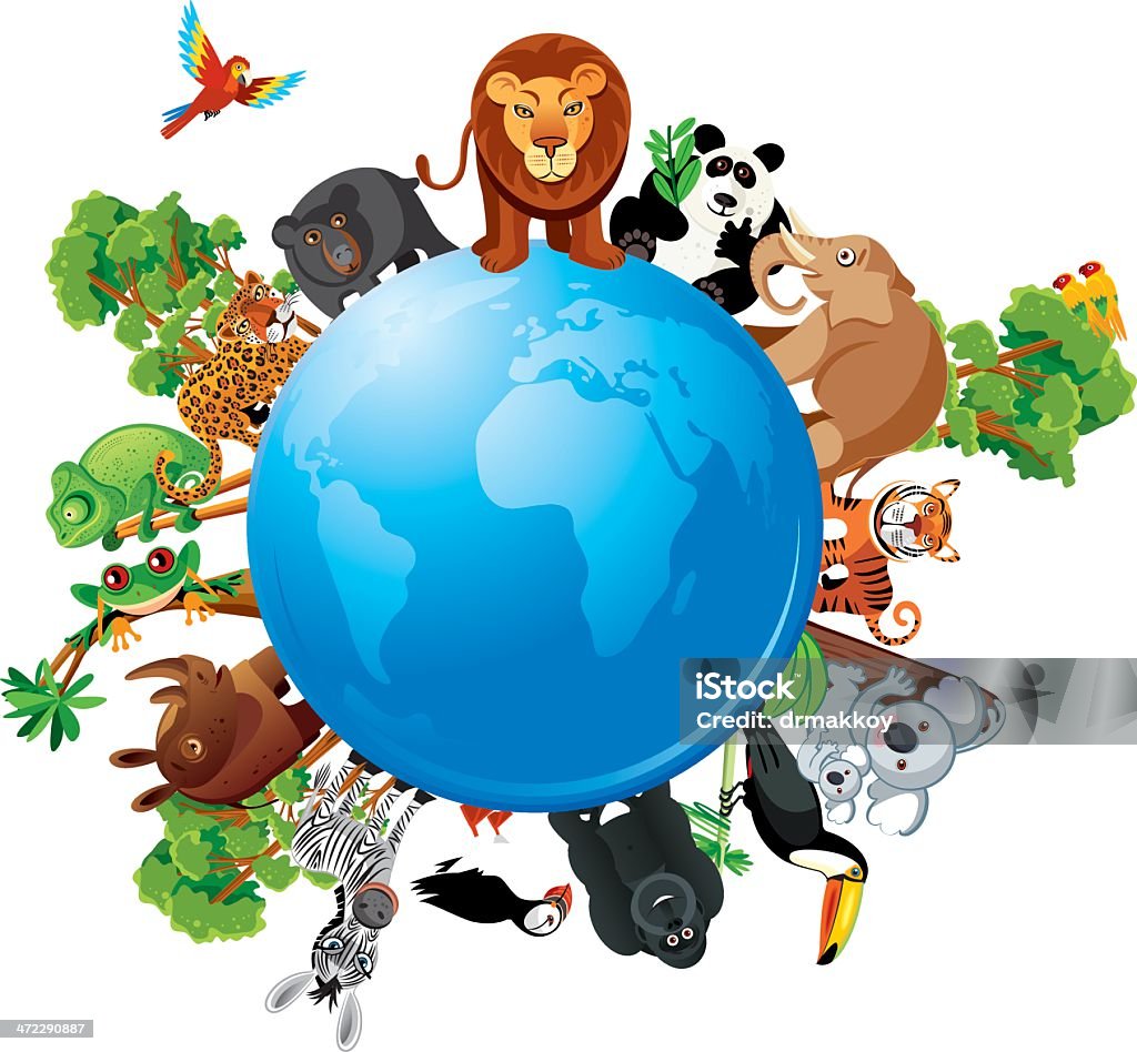 Mundo los animales - arte vectorial de Biodiversidad libre de derechos