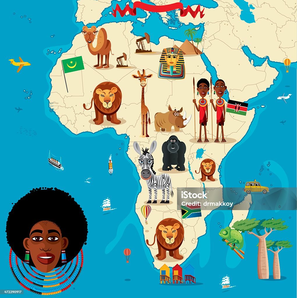 Dibujo Mapa de África - arte vectorial de Mapa libre de derechos