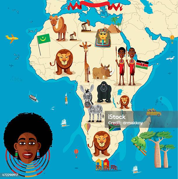 Ilustración de Dibujo Mapa De África y más Vectores Libres de Derechos de Mapa - Mapa, Níger - África Del Oeste, Viñeta