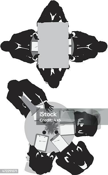 Réunion Daffaires Audessus De Vecteurs libres de droits et plus d'images vectorielles de Silhouette - Contre-jour - Silhouette - Contre-jour, Vue en plongée, Réunion