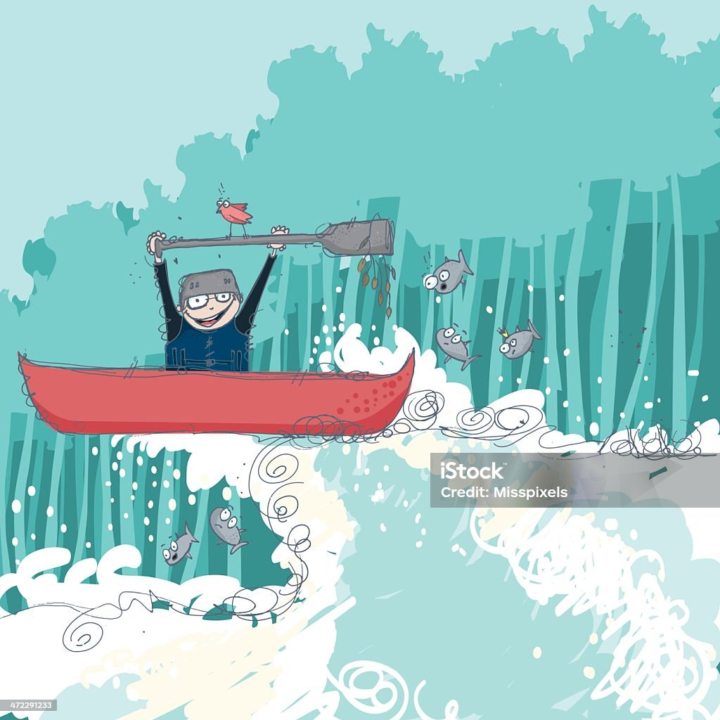 Extreme canoeing Outdoor extreme canoeing with huge happiness. EPS 10 file with transparencies in the canoe. Grouped element and layered file. Adult stock vector