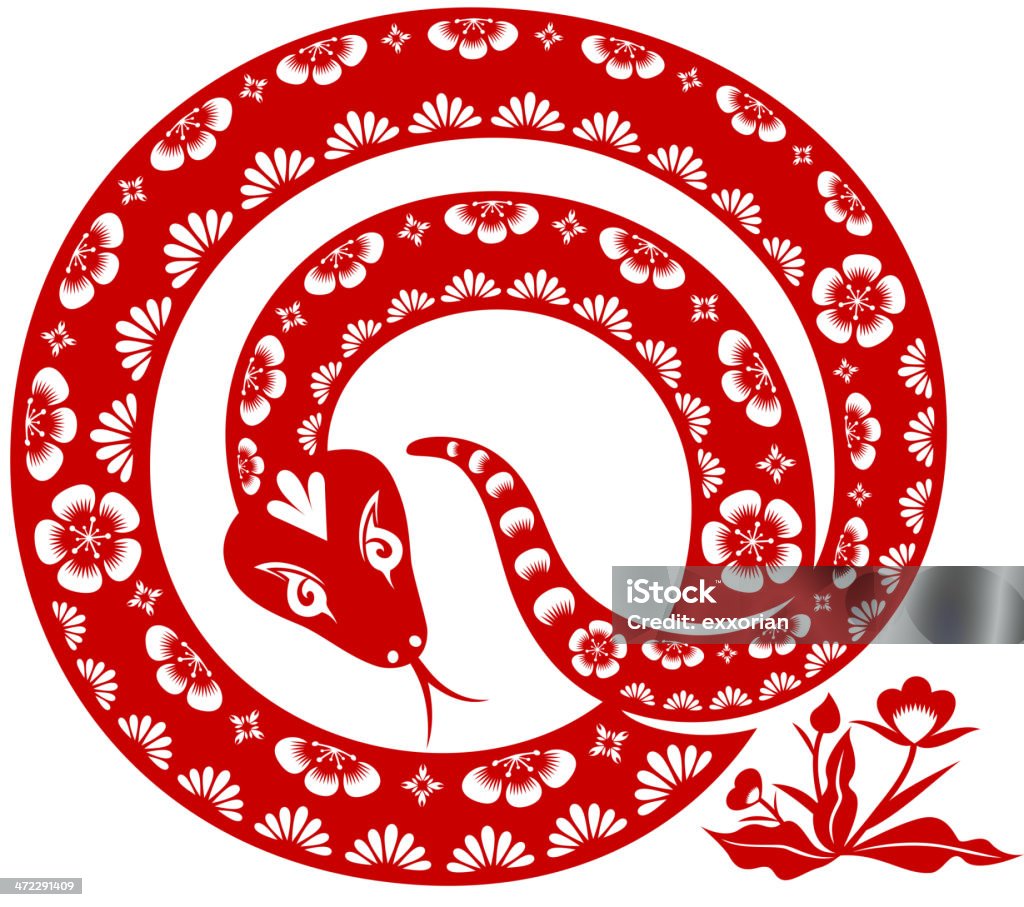 Year of the Snake Year of the Snake paper-cut art. 2013 stock vector