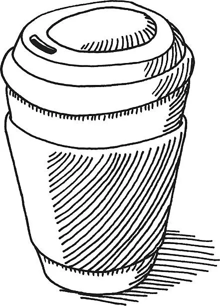 Vector illustration of Take-Out Coffee Cup Drawing