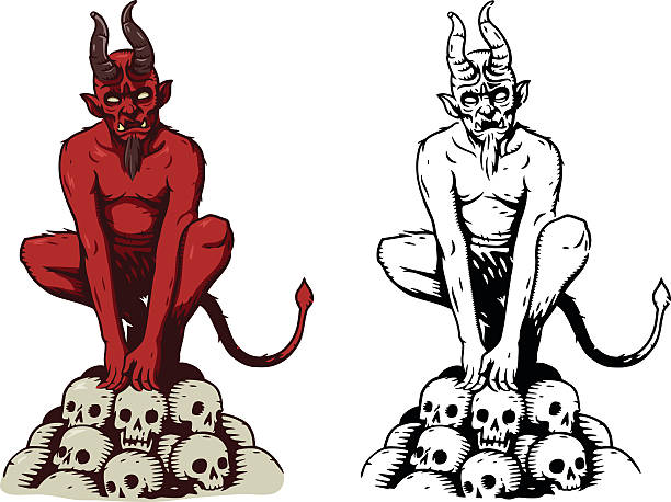 Devil colored + B&W version. transparent png included in the zip devil horns stock illustrations