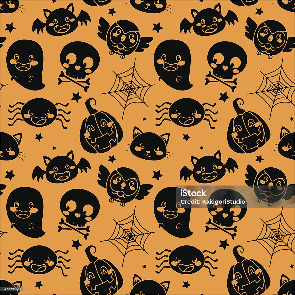 Patrón de naranja Halloween - arte vectorial de Araña libre de derechos