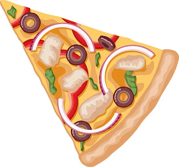 Vector illustration of Slice of Barbecue Chicken Pizza