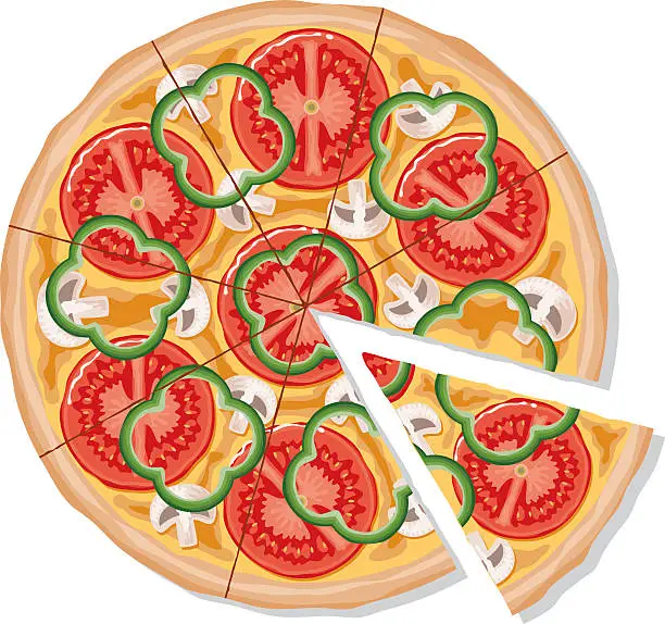 Vector illustration of Sliced Vegetarian Pizza
