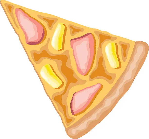 Vector illustration of Slice of Ham and Pineapple Hawaiian Pizza