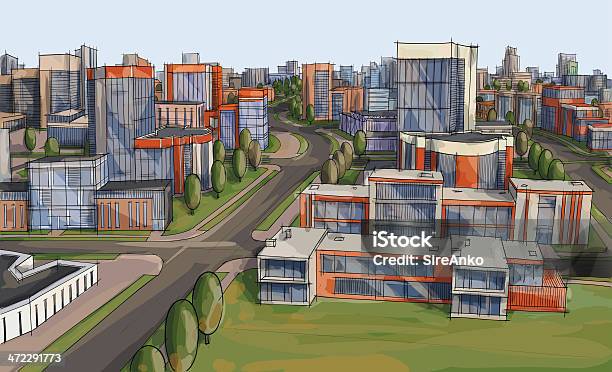 Ilustración de Arquitectura y más Vectores Libres de Derechos de Zona residencial - Zona residencial, Arquitectura, Croquis