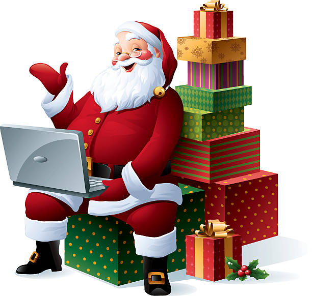 Computer Santa Png Santa Banta Pc Clipart Santa Claus Computer Stock Illustrations