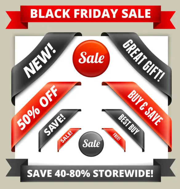 Vector illustration of Black Friday Sale Signs