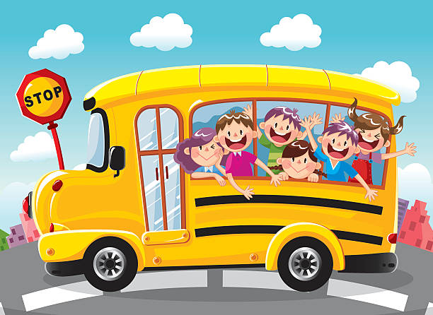 ilustrações de stock, clip art, desenhos animados e ícones de autocarro escolar - bus school bus education cartoon