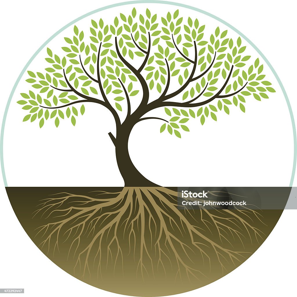 Элегантный согнуты дерево - Векторная графика Дерево роялти-фри