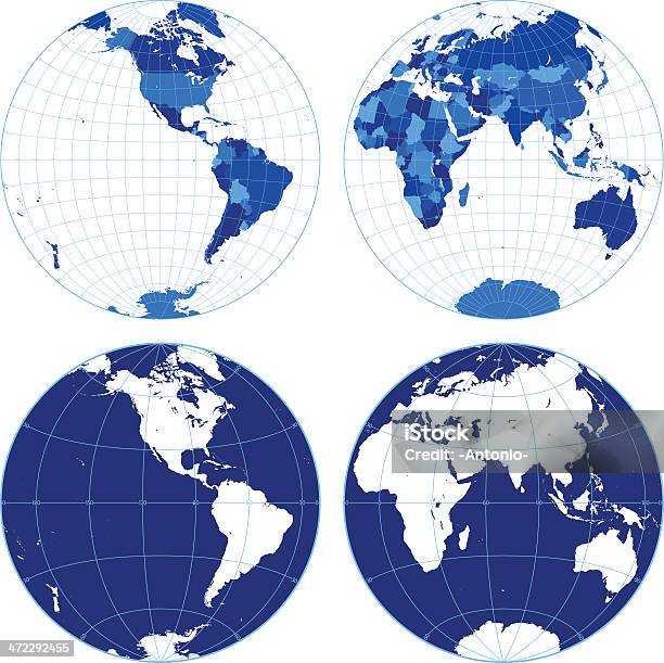 Mappa Del Mondo Con Reticoli - Immagini vettoriali stock e altre immagini di Globo terrestre