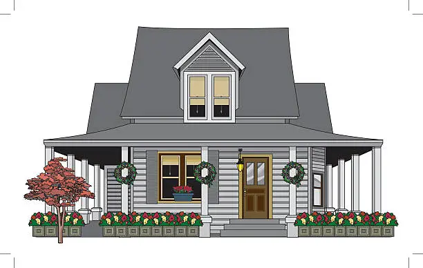 Vector illustration of Classic Historic Farm Home