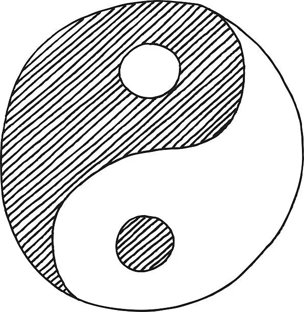 Vector illustration of Yin Yang Symbol Drawing
