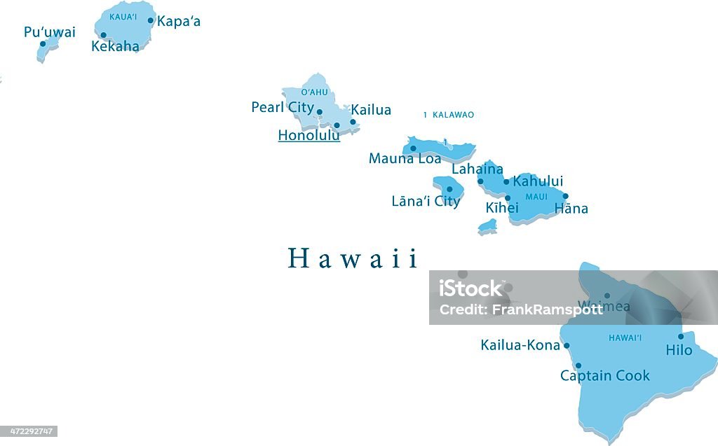 Hawaii Vektor-Karte Regionen Isoliert - Lizenzfrei Hawaii - Inselgruppe Vektorgrafik