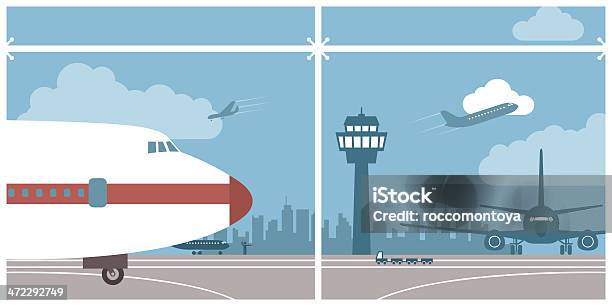 Port Lotniczy - Stockowe grafiki wektorowe i więcej obrazów Lotnisko - Lotnisko, Samolot, Wieża kontroli lotów