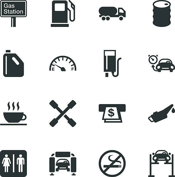 Gas Station Silhouette Icons Gas Station Silhouette Vector File Icons. garage clipart stock illustrations