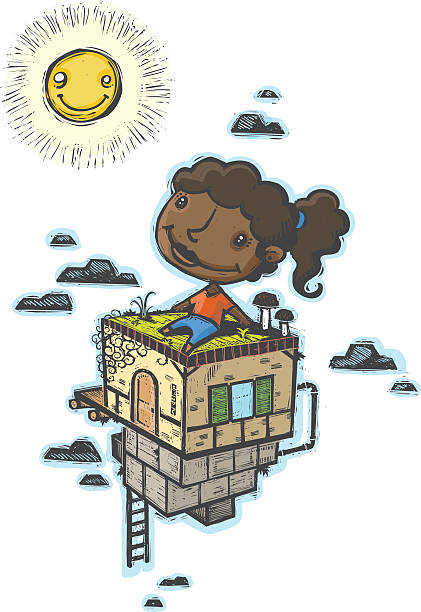 Day Dreaming Girl This is a girl with her head in the clouds. girl levitating stock illustrations