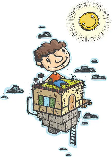 Vector illustration of Boy Day Dreaming