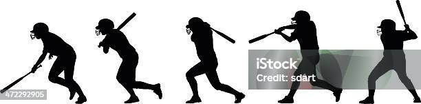 Batting Sequence Stock Illustration - Download Image Now - Softball - Sport, In Silhouette, Teenage Girls