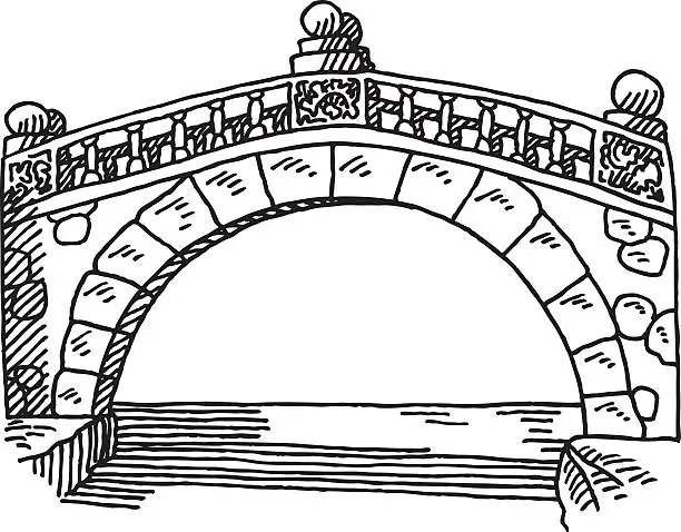 Vector illustration of Stone Bridge Drawing