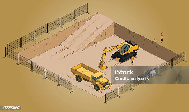 Baustelle Stock Vektor Art und mehr Bilder von Isometrische Darstellung - Isometrische Darstellung, Baustelle, Baugewerbe