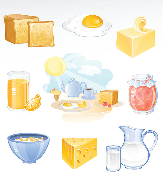 frühstück symbol set - coffee fried egg breakfast toast stock-grafiken, -clipart, -cartoons und -symbole