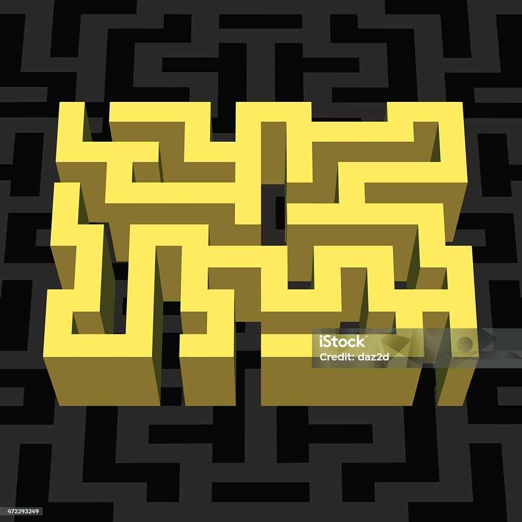 YELLOW 3D MAZE This artwork contains a mask. Cut Out stock vector