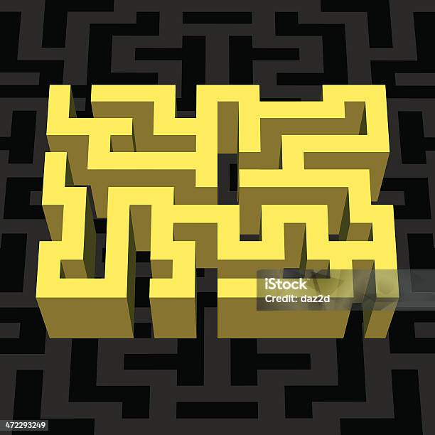 Yellow 3d Maze Stock Illustration - Download Image Now - Cut Out, Maze, Three Dimensional