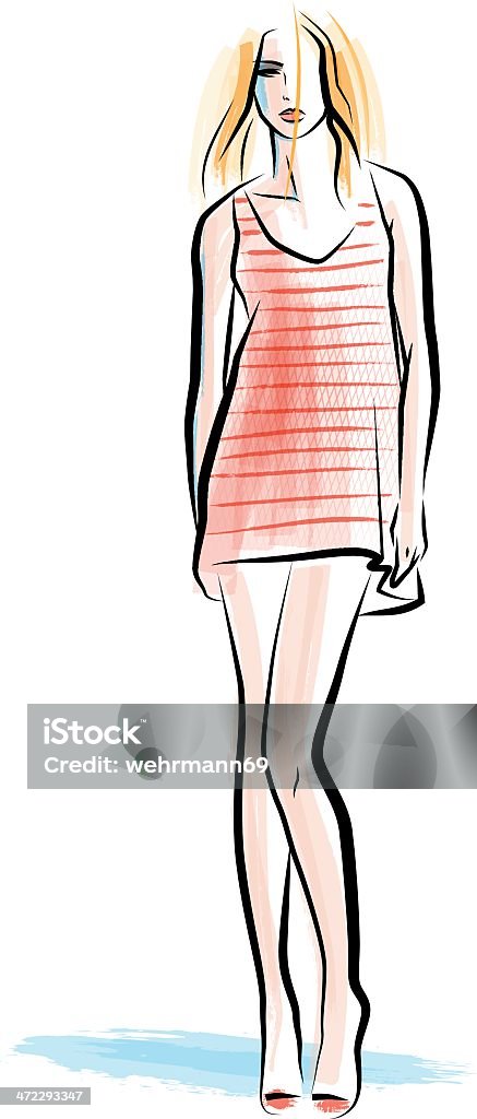 Vermelho listrado Vestido - Royalty-free Adulto arte vetorial