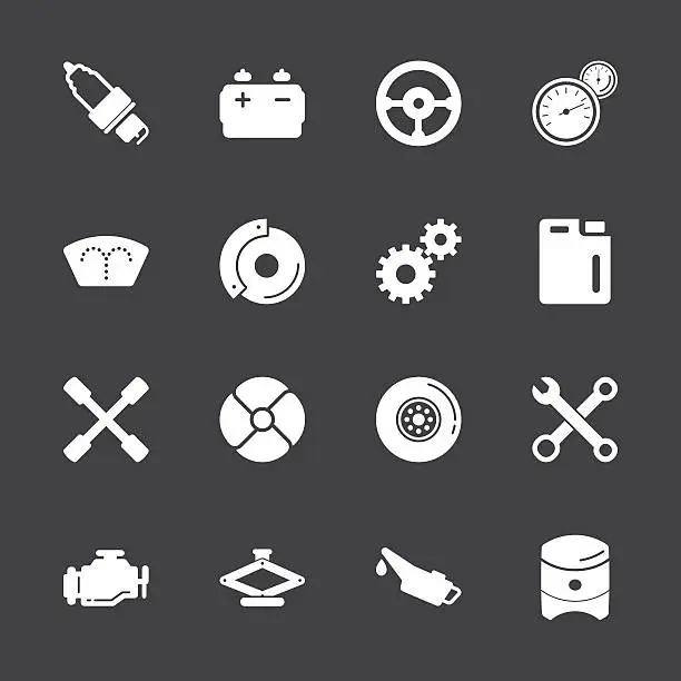 Vector illustration of Car Tools Icons - White Series | EPS10