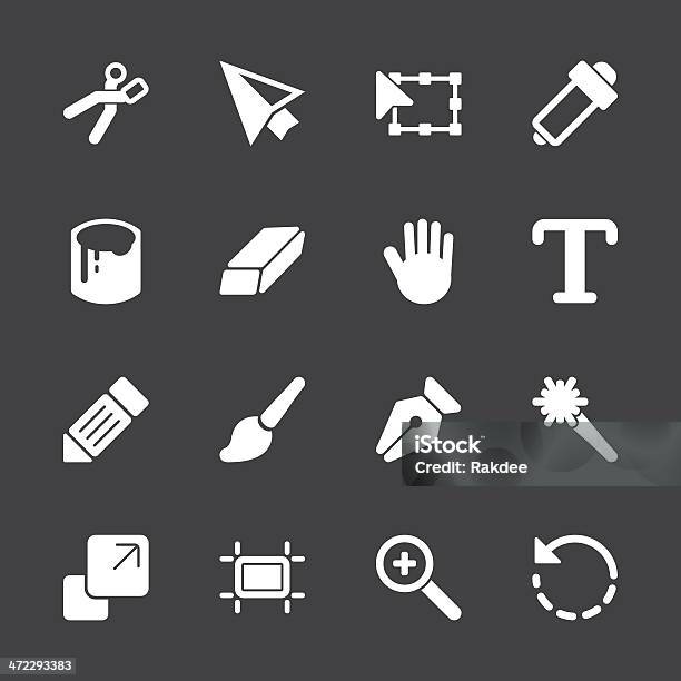 Design Tools Icons White Series Eps10 Stock Illustration - Download Image Now - Arrow Symbol, Clip Art, Computer