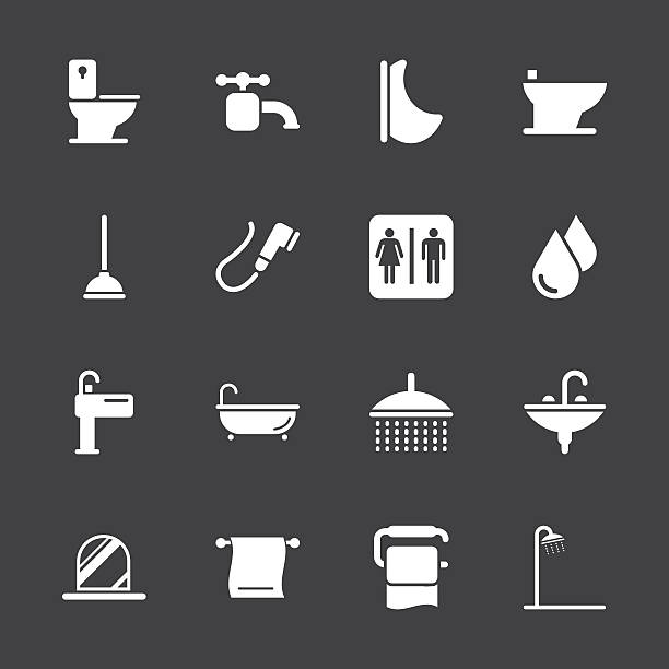 ilustraciones, imágenes clip art, dibujos animados e iconos de stock de baño y baño iconos/serie eps10-blanco - water droplets