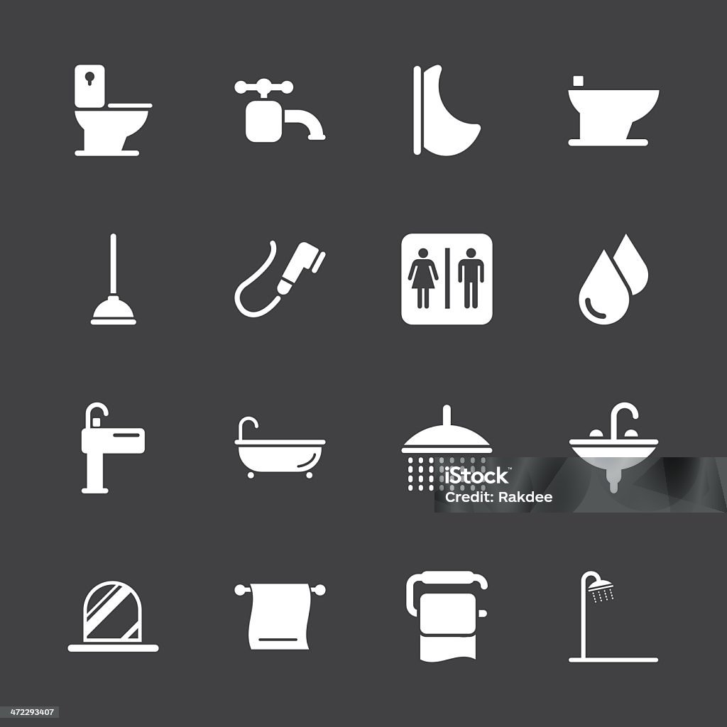 La salle de bains et une salle de bains/série d'icônes-Blanc EPS10 - clipart vectoriel de Toilettes libre de droits