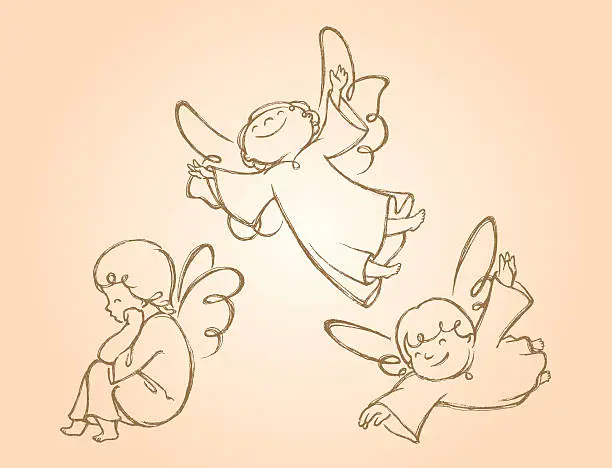 Vector illustration of Lovely Angels Sketch