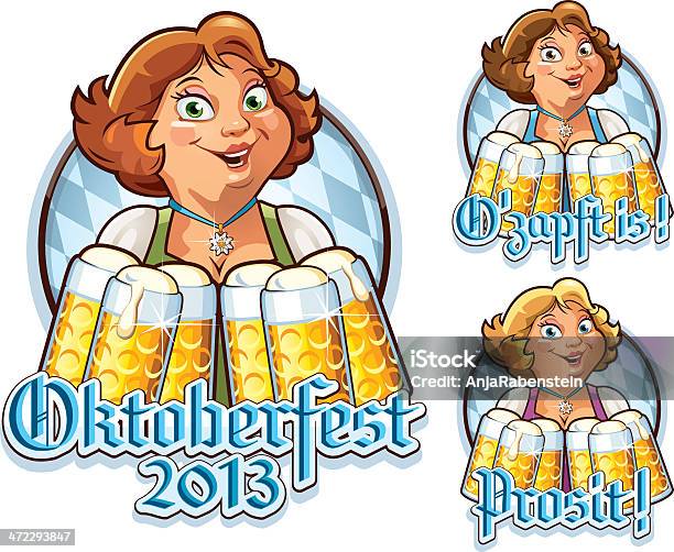Vetores de Oktoberfest Placa Com O Típico Da Bavária Garçonete e mais imagens de Festa da cerveja