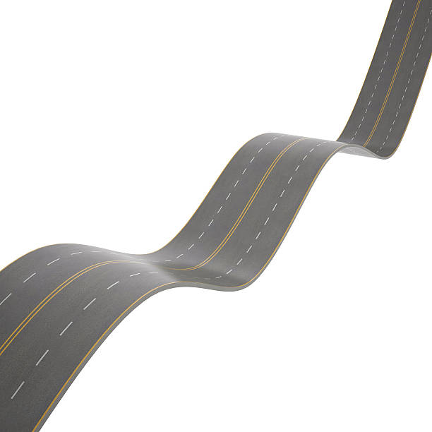 istock illustration of a curving, bending road, isolated on white background 472293866