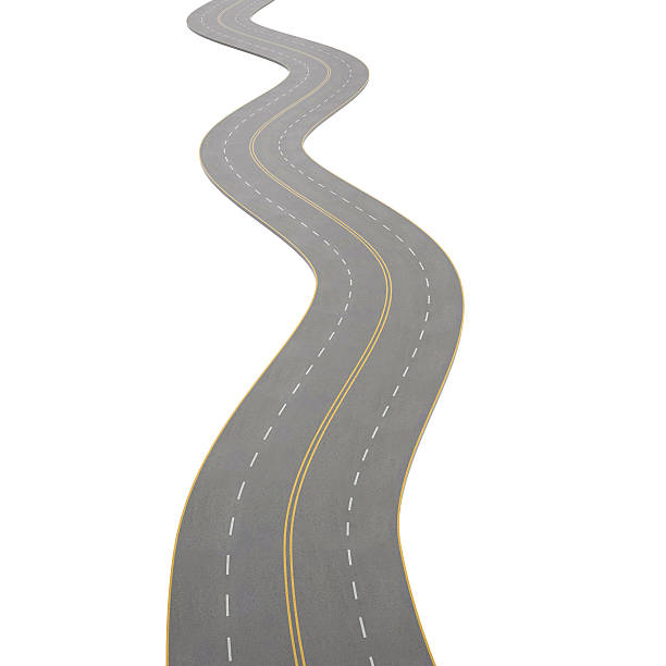 istock illustration of a curving, bending road, isolated on white background 472293874